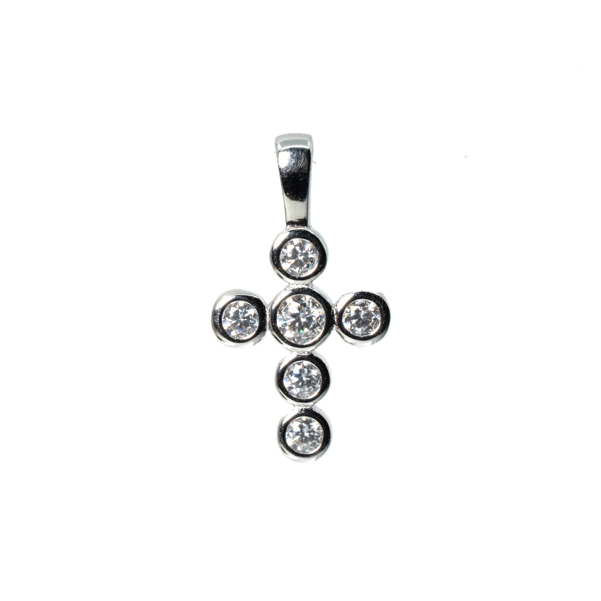 Bezel Set Moissanite Cross Pendant in 925 Sterling Silver 0.50ct