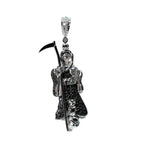 Sterling Silver Grim Reaper Pendant with Black Moissanite 3ct