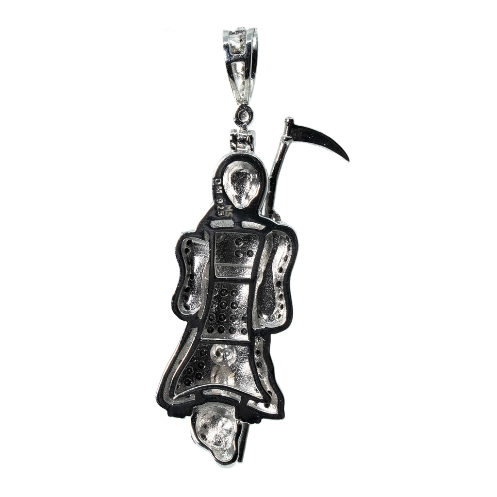 Sterling Silver Grim Reaper Pendant with Black Moissanite 3ct (2)
