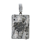 King Playing Card Pendant in 925 Silver with Black and White Moissanite 6ct
