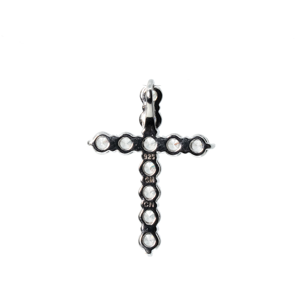Sterling Silver 925 Prong Set Round Cubic Zirconia Cross Pendant (2)