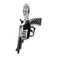 Sterling Silver Revolver Pendant with 2ct Moissanite Accents