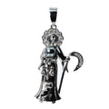 Sterling Silver Moissanite Grim Reaper Scythe and Scales Pendant 1.00ct
