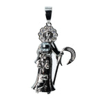 Sterling Silver Moissanite Grim Reaper Scythe and Scales Pendant 1.00ct