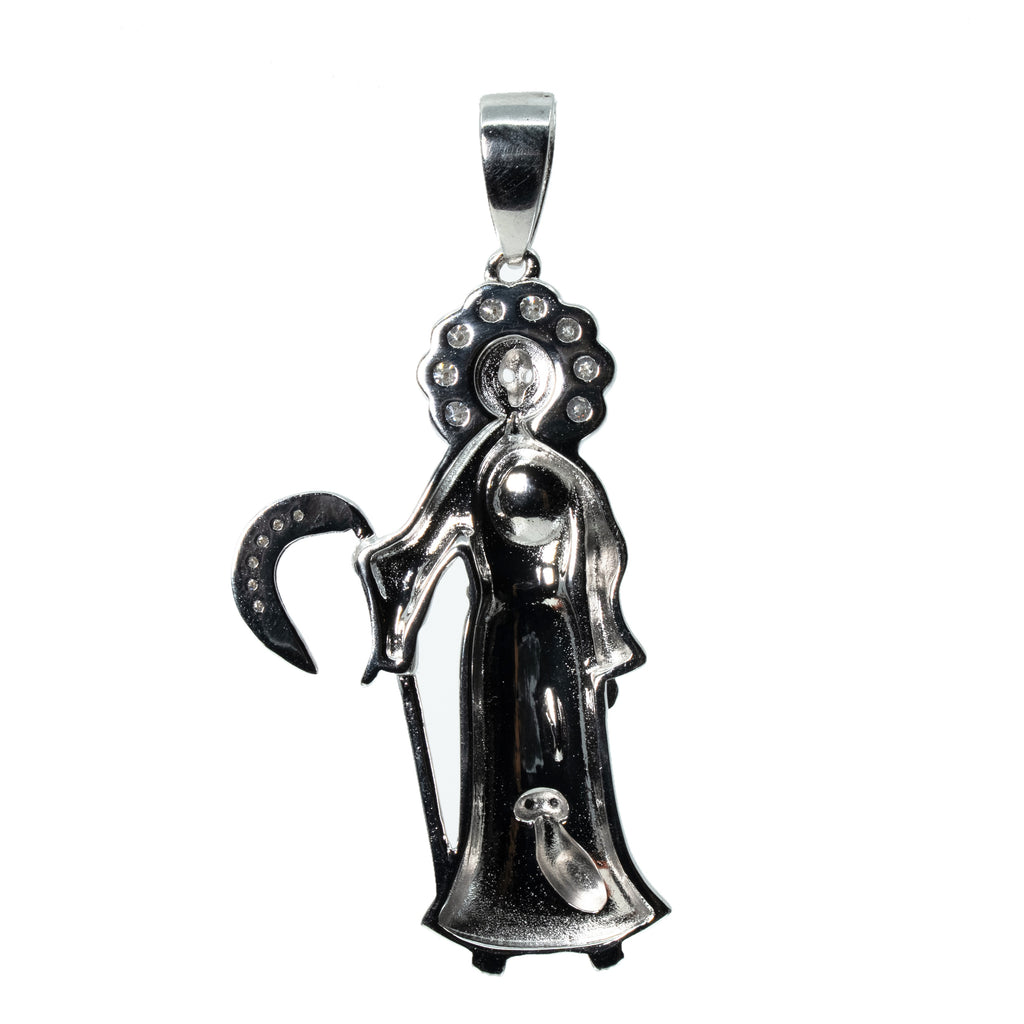 Sterling Silver Moissanite Grim Reaper Scythe and Scales Pendant 1.00ct (2)