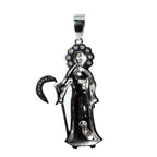 Sterling Silver Moissanite Grim Reaper Scythe and Scales Pendant 1.00ct (2)