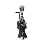 Silver Grim Reaper Pendant with Black & White moissanite