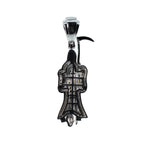 Silver Grim Reaper Pendant with Black & White moissanite (2)