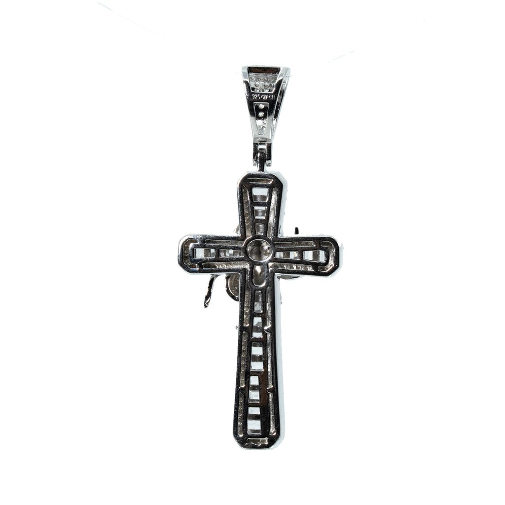 Men's 925 Sterling Silver CZ Cross Pendant with 3D Spider Accent (2)