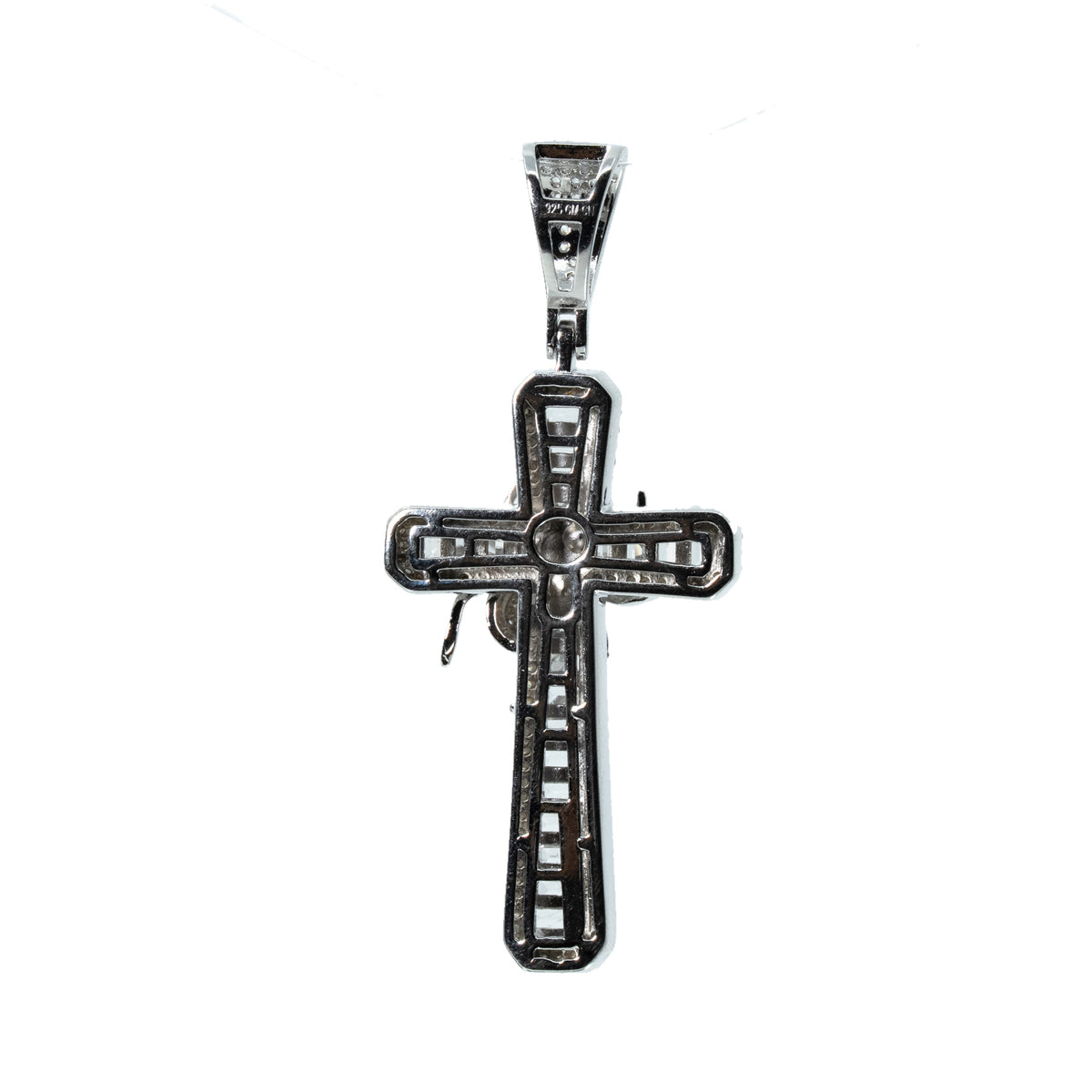 Men's 925 Sterling Silver CZ Cross Pendant with 3D Spider Accent (2)