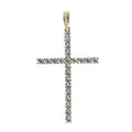 14K Gold Over Silver Moissanite Cross Pendant 2.5ct Round Stones