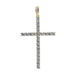 14K Gold Over Silver Moissanite Cross Pendant 2.5ct Round Stones