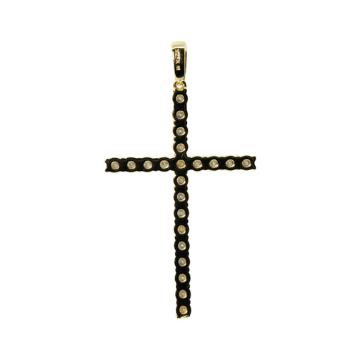 14K Gold Over Silver Moissanite Cross Pendant 2.5ct Round Stones (2)