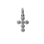 Round Cluster Moissanite Cross Pendant in 925 Sterling Silver 1.5ct