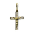 14K Gold Over Silver Moissanite Pave Jesus Crucifix Cross Pendant 2.5ct