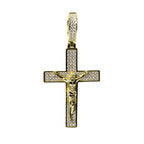 14K Gold Over Silver Moissanite Pave Jesus Crucifix Cross Pendant 2.5ct