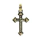 14K Gold Over Silver Geometric Cross Pendant with Moissanite Baguette and Round Accents 0.90ct (2)