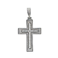 925 Sterling Silver Moissanite Pave Cross Pendant with Chain Detail, 1.0ct