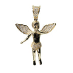 18K Gold Vermeil Silver Angel Wing Moissanite Accent Pendant 1ct