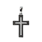 925 Sterling Silver Moissanite Pave Cross Pendant with Chain Detail, 1.0ct (2)
