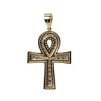 14K Gold Over Silver Iced Out Moissanite Ankh Cross Pendant 2.00ct (2)