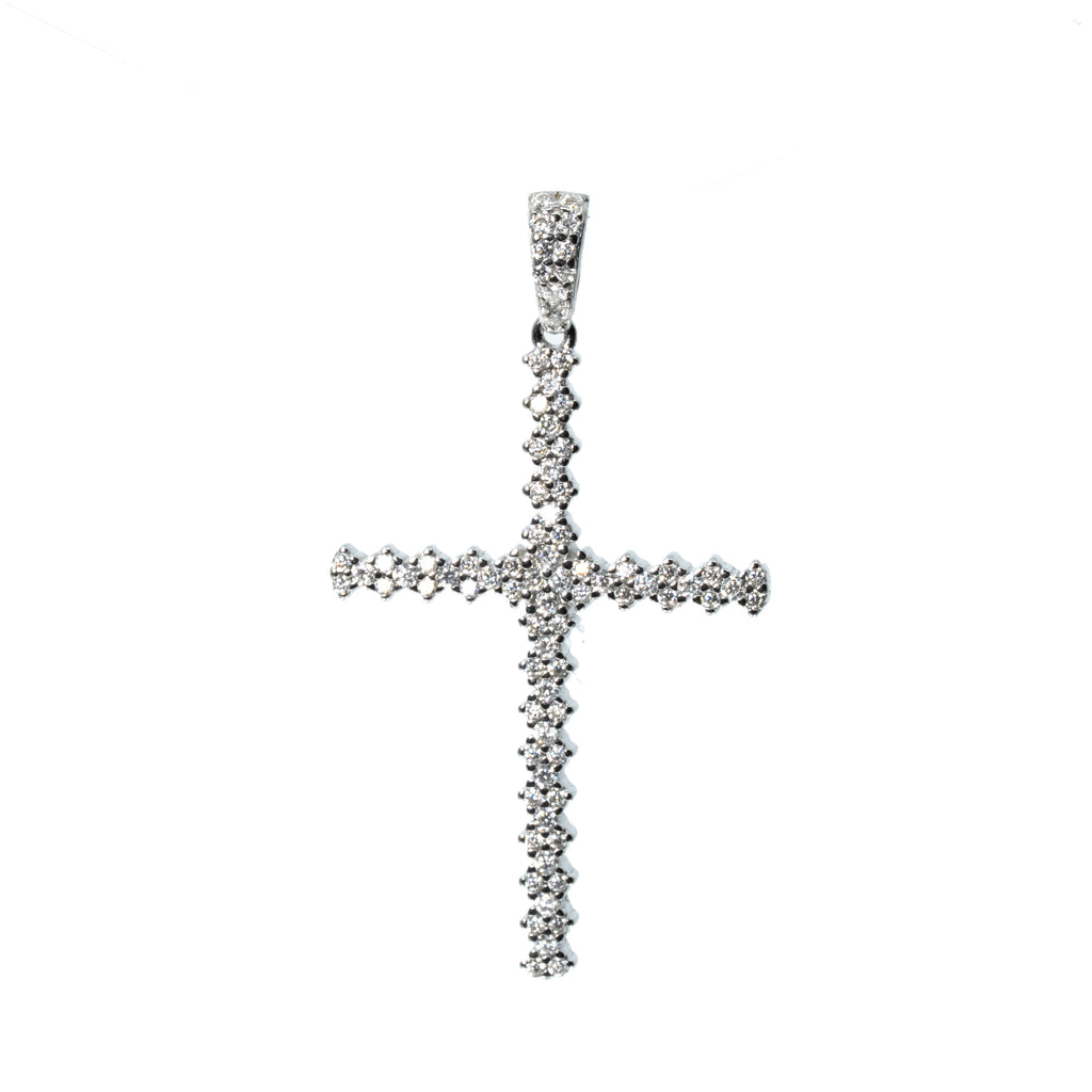Sterling Silver 1ct Moissanite Pavé Cross Pendant