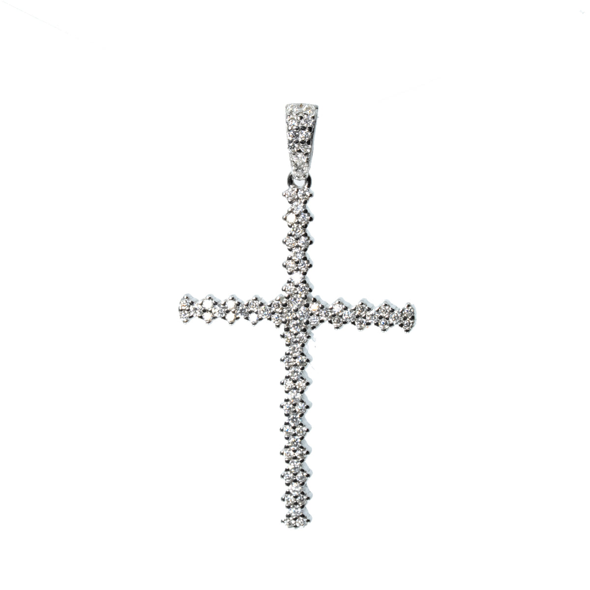 Sterling Silver 1ct Moissanite Pavé Cross Pendant