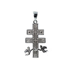 925 Sterling Silver Caravaca Cross Pendant with Christ and Angels, 2.28g (2)