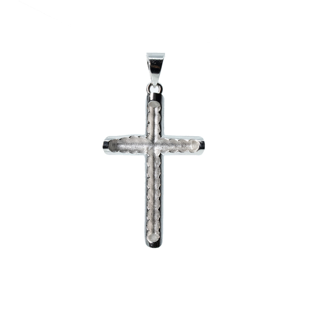 Polished 925 Sterling Silver Tubular Crucifix Pendant with Jesus Figure (2)