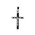 Polished 925 Sterling Silver Tubular Crucifix Pendant with Jesus Figure