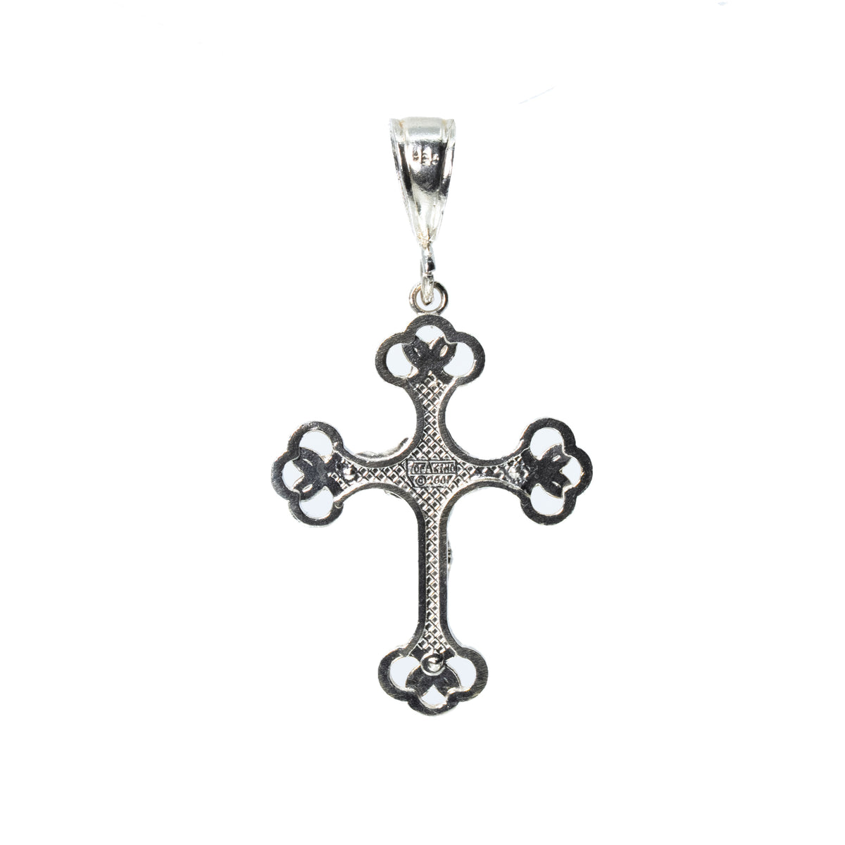 Ornate Sterling Silver 925 Filigree Crucifix Pendant with Textured Detailing (2)
