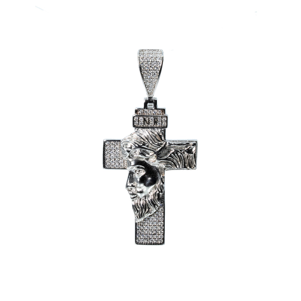 Sterling Silver 925 Moissanite Jesus Crucifix Pendant with Pave Detailing 1.00ct