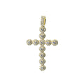 14K Gold Over Silver Moissanite Pave Ball Cross Pendant 1.5ct