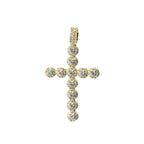 14K Gold Over Silver Moissanite Pave Ball Cross Pendant 1.5ct