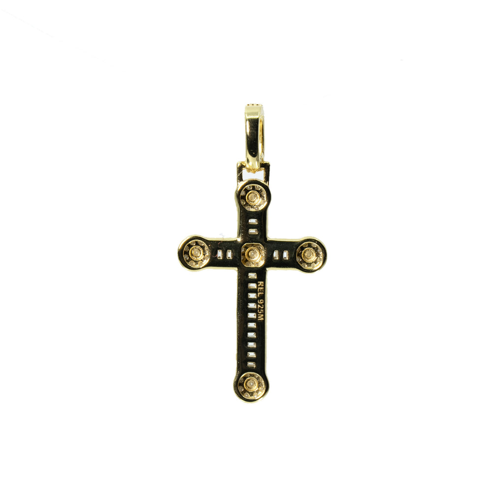 14K Gold Over Silver Moissanite Pave Cross Pendant 0.77ct (2)