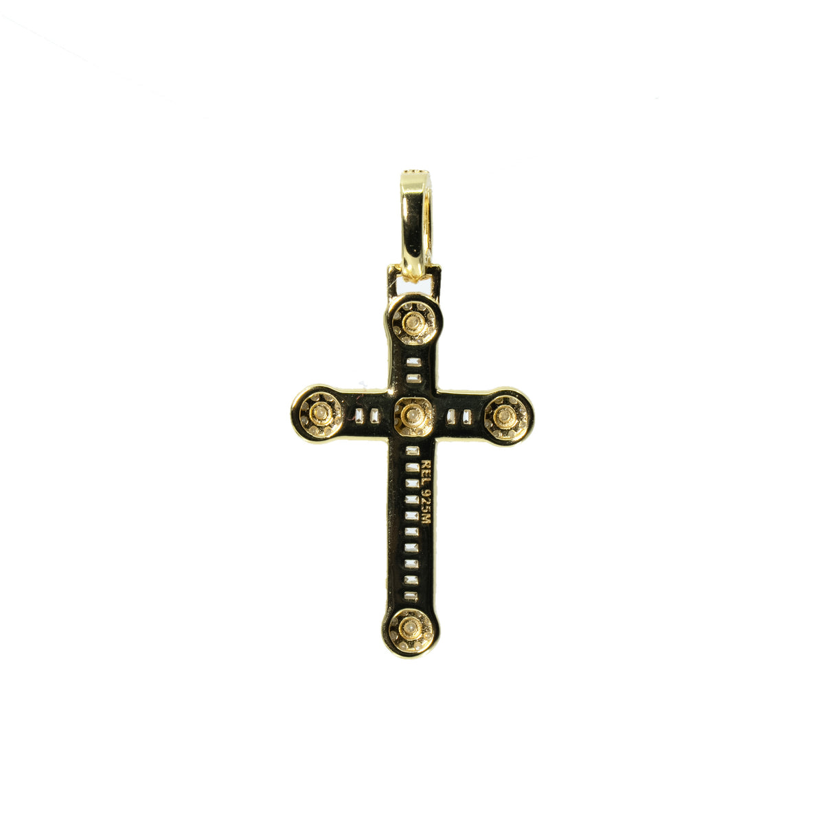 14K Gold Over Silver Moissanite Pave Cross Pendant 0.77ct (2)