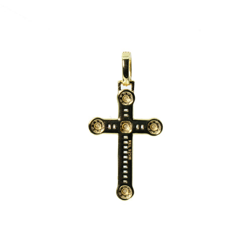 14K Gold Over Silver Moissanite Pave Cross Pendant 0.77ct (2)