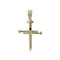 14K Gold Over Silver Cross Pendant with Moissanite