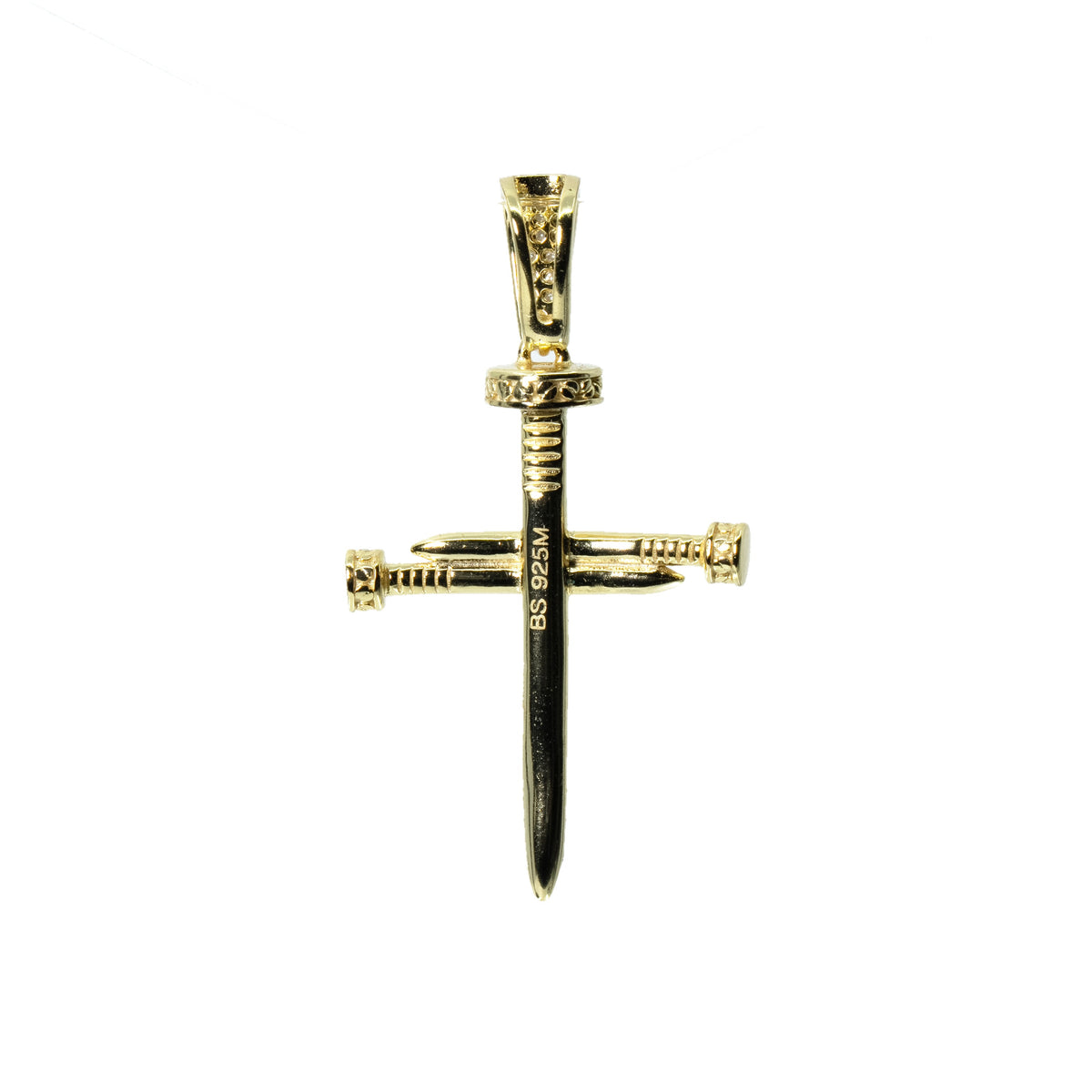14K Gold Over Silver Cross Pendant with Moissanite (2)