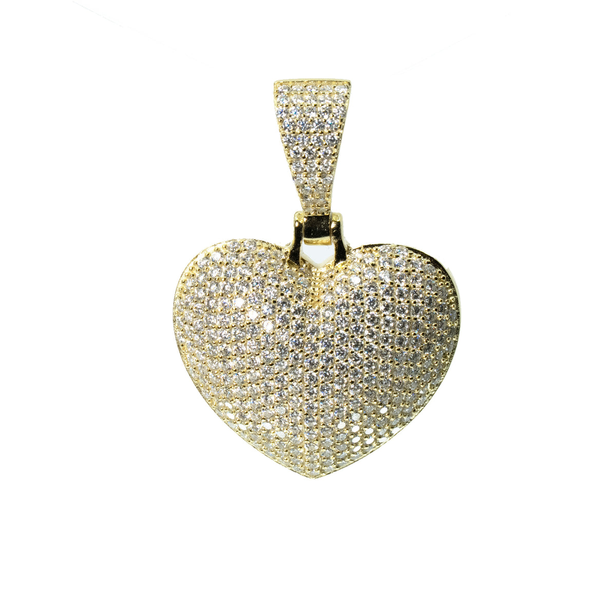 Pavé Moissanite Heart Pendant in 14K Gold Over Silver, 4.0ct