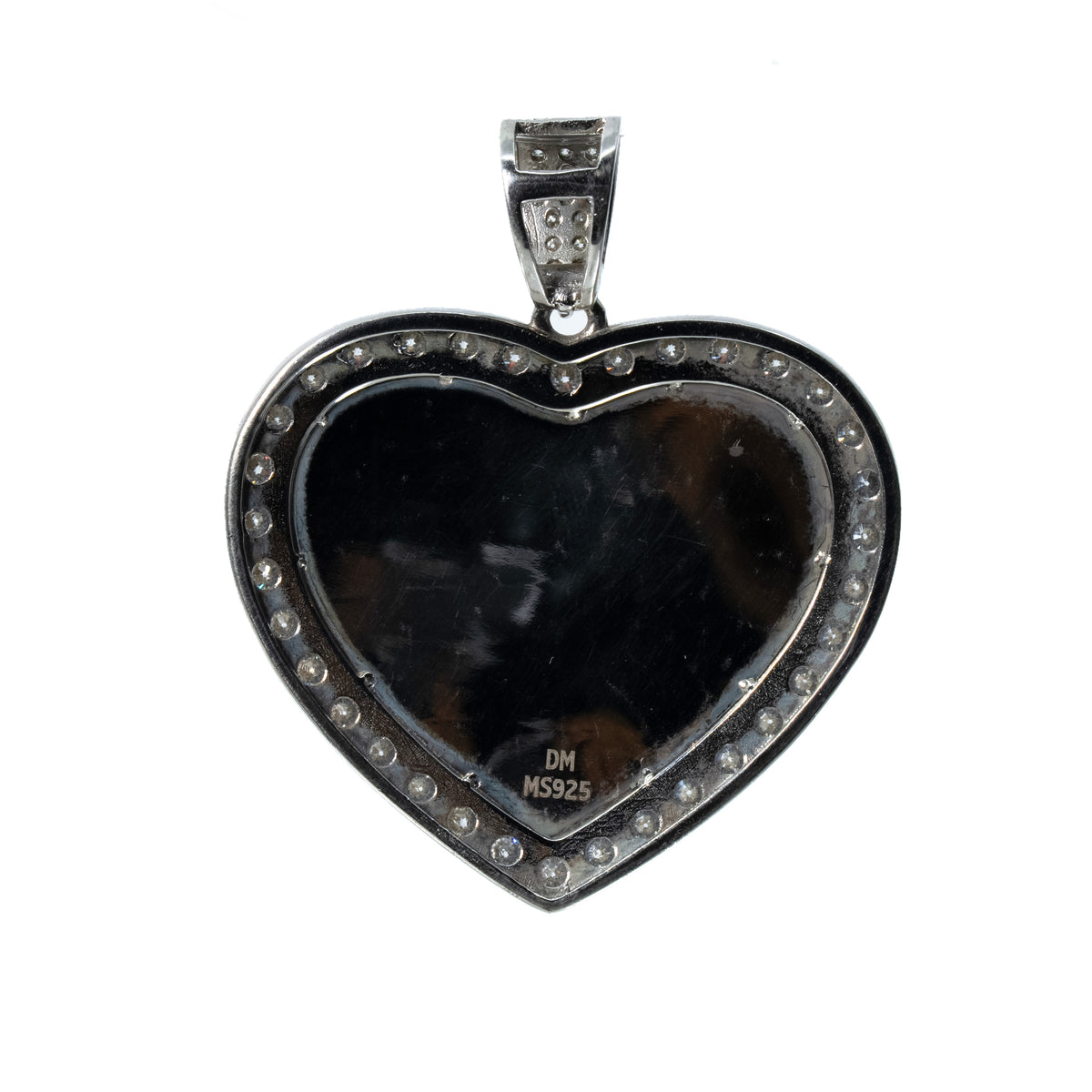 Heart-Shaped 925 Silver Moissanite Halo Mirror Pendant 3.8ct (2)