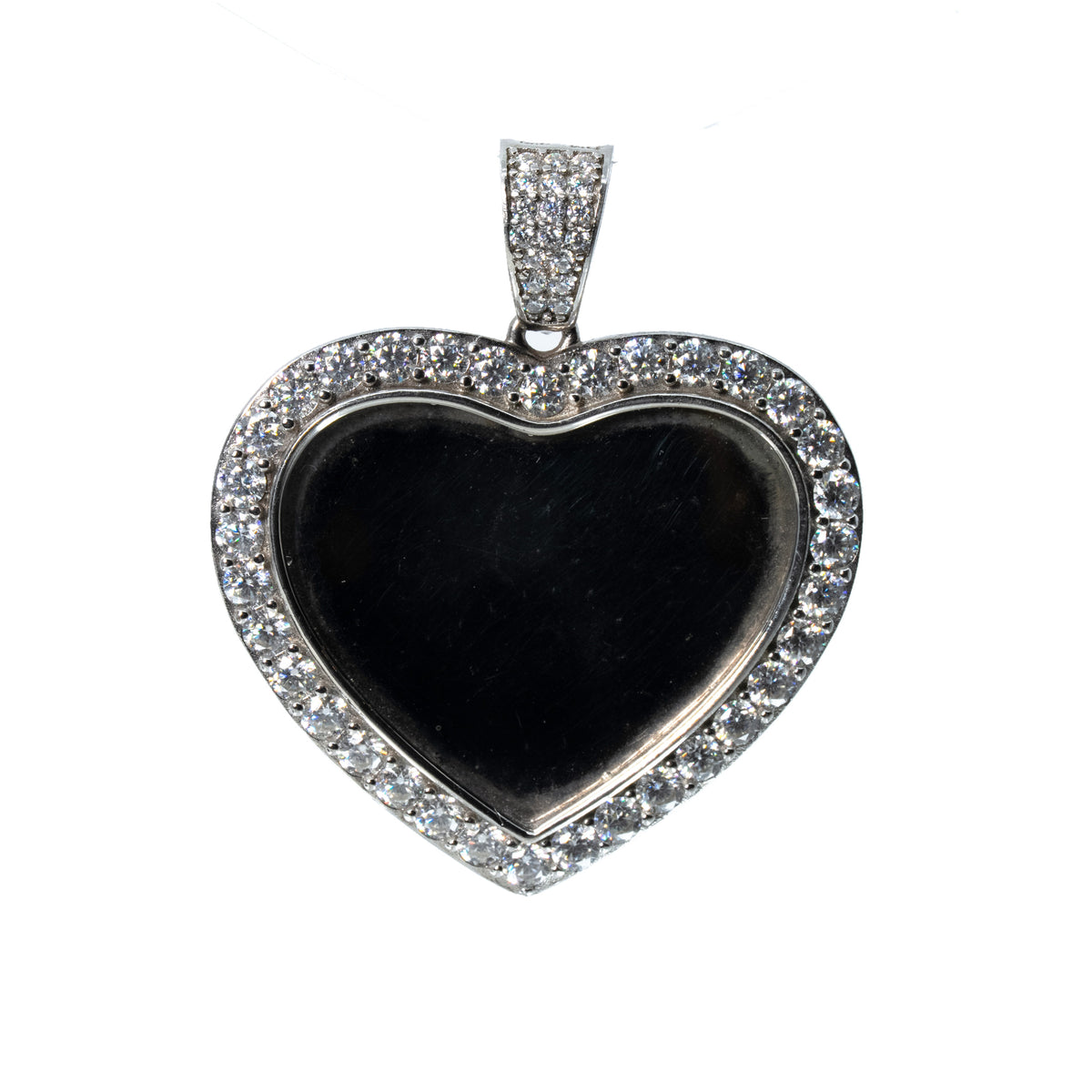 Heart-Shaped 925 Silver Moissanite Halo Mirror Pendant 3.8ct