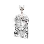 925 Sterling Silver Jesus Face Pendant with Crown of Thorns Detail