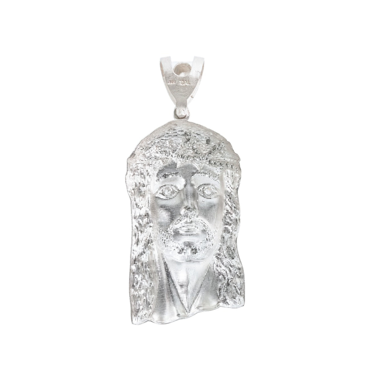 925 Sterling Silver Jesus Face Pendant with Crown of Thorns Detail (2)