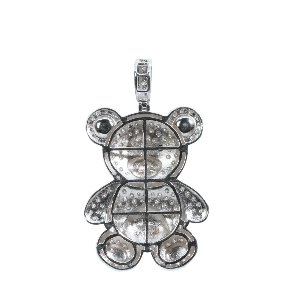 925 Sterling Silver Teddy Bear Pendant with 3ct Moissanite (2)