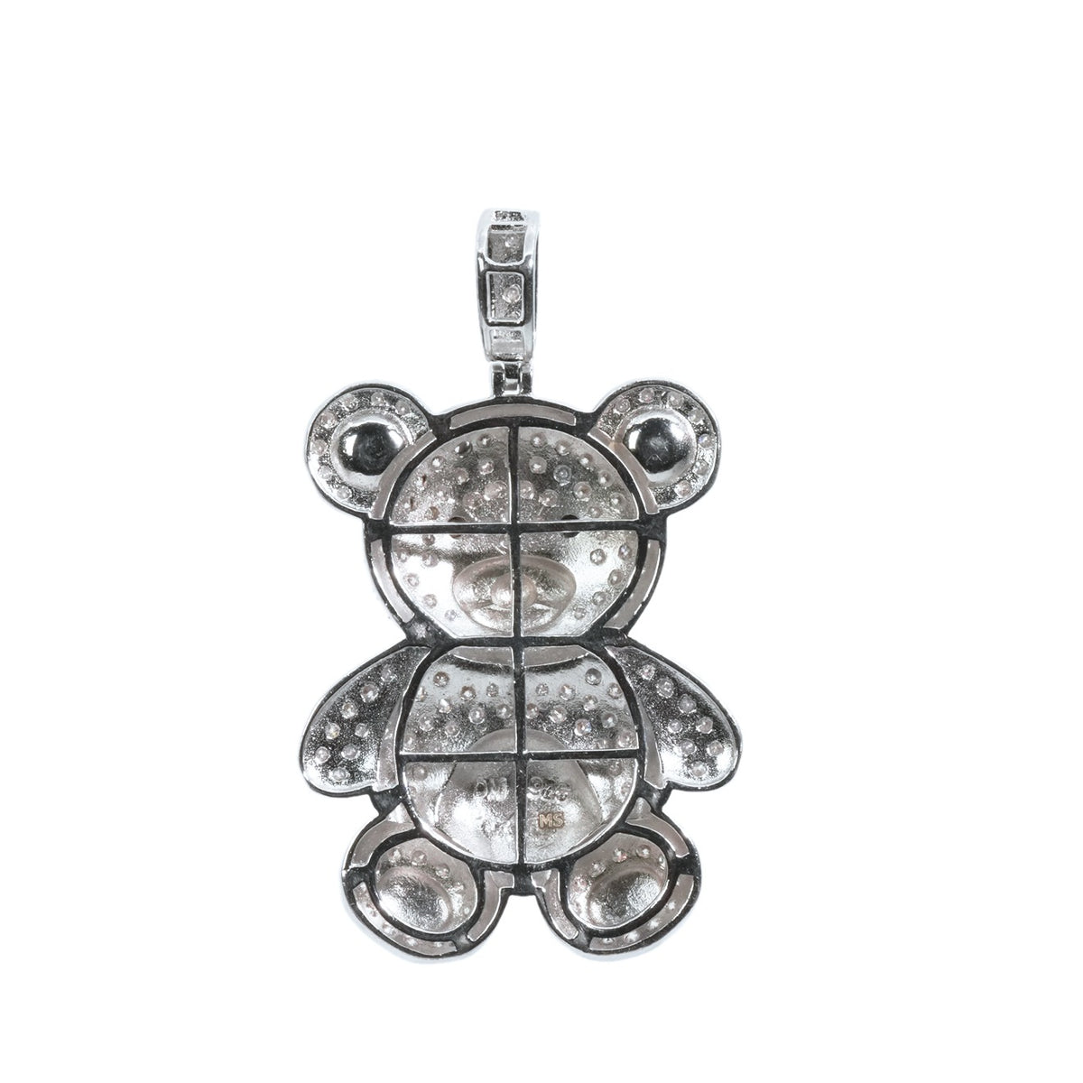 925 Sterling Silver Teddy Bear Pendant with 3ct Moissanite (2)