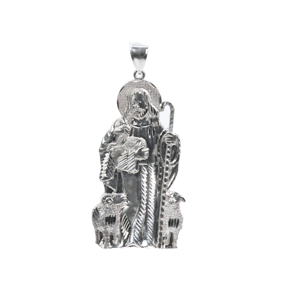 925 Sterling Silver Good Shepherd Religious Pendant with Sheep Motif