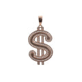 14K Rose Gold Over Silver Dollar Sign Moissanite Pavé Pendant for Men 2.1ct