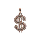 14K Rose Gold Over Silver Dollar Sign Moissanite Pavé Pendant for Men 2.1ct