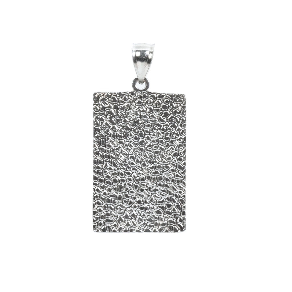 Rectangular Textured Sterling Silver Guadalupe Pendant 925 (2)